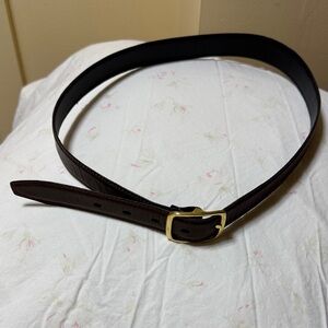 Brown Leather Belt with Gold Buckle